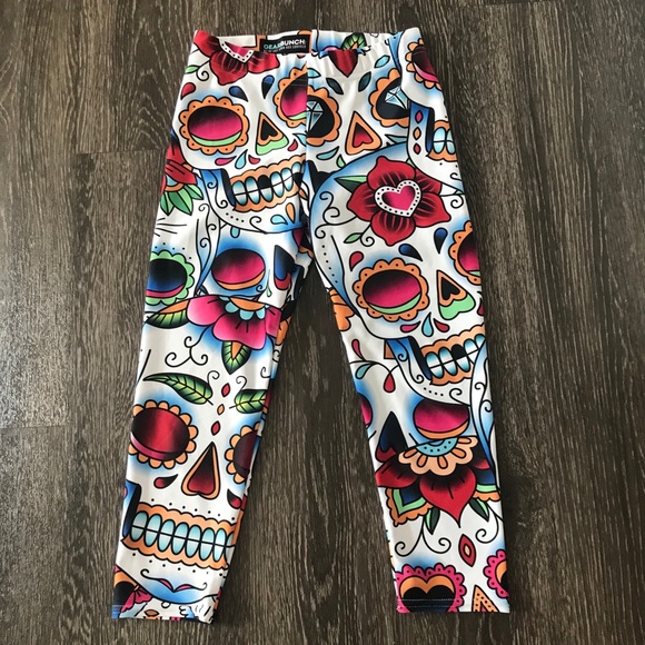 GEARBUNCH Pants - GEARBUNCH Colorful Dead-Sugar Skull Capris Legging